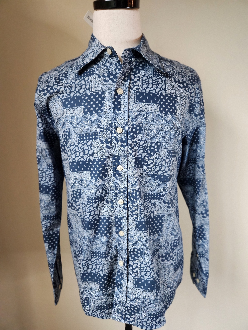 NWT Rocking K Ranchwear Kennington Mens L Blue Paisley Western Button Up Shirt